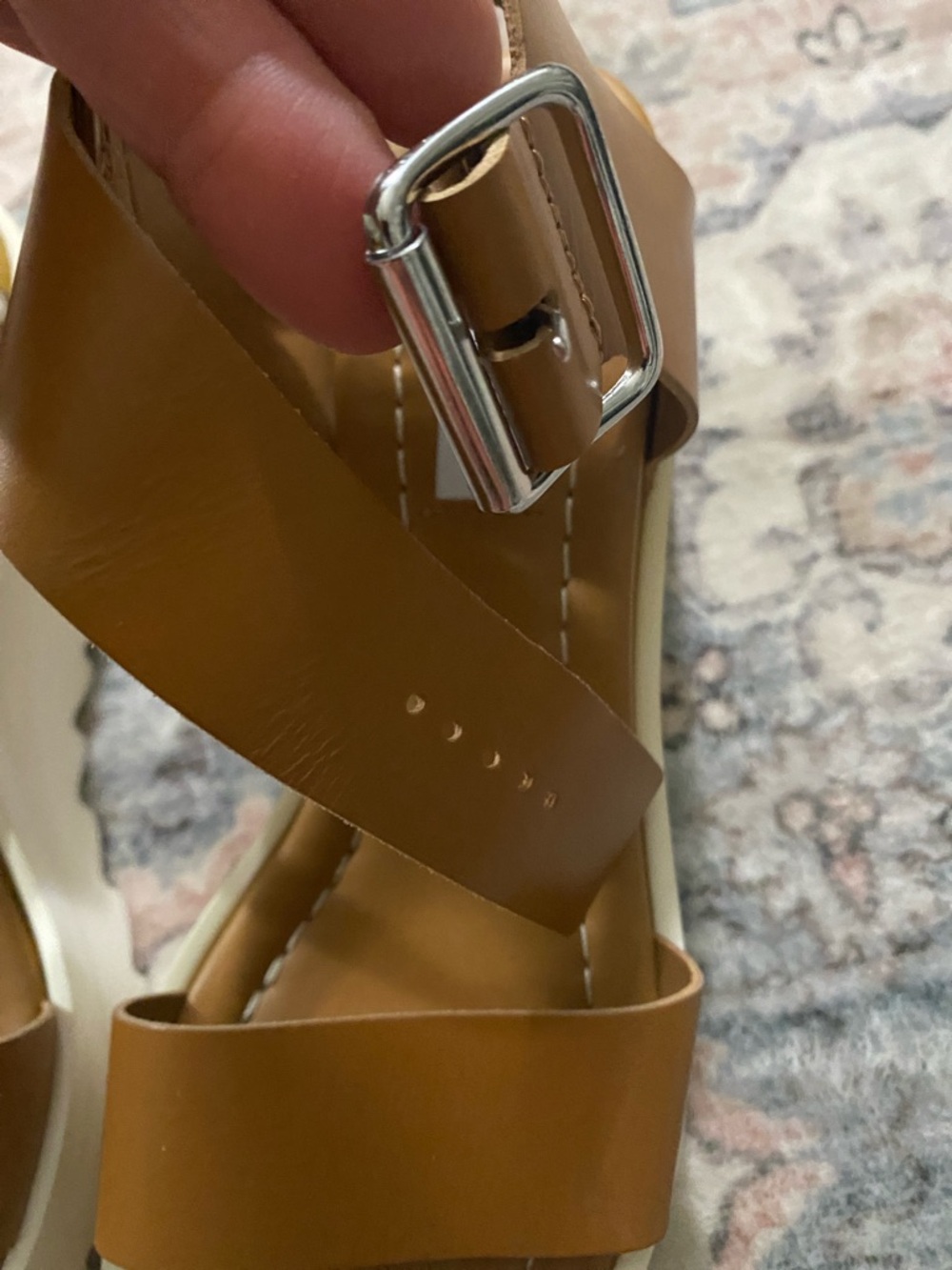 Steve Madden Brown Leather Platform Sandals with White Sole - Picture 8 of 8